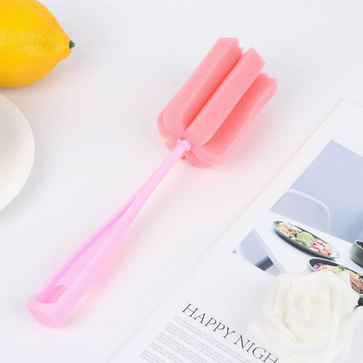 Bottle Brush Sponge 8PCS Cup Washer Brush Long Handle Cleaner Brush for Baby Bottle Glasswares Mugs Cups Kitchen Clean (8 PCS)