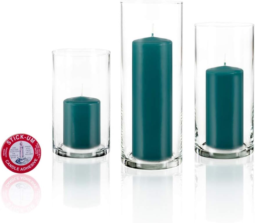 yummi Set of 36 Slim Pillars and Cylinder Vases - Turquoise