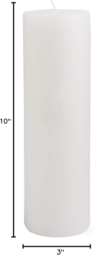 TAG Chapel 3X10 White Pillar Paraffin Wax Candle Unscented Drip-Free Long Burning 145 Hours for Home Decor Wedding Parties Dining Dinner Kitchen Table Tabletop Living Room End Table Decor Decoration