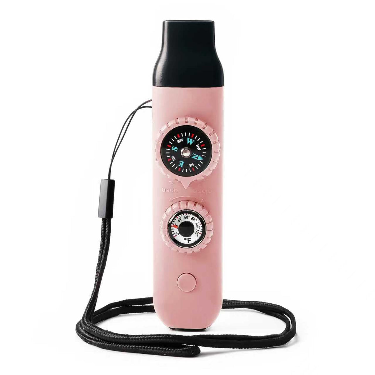 Viriber Emergency Survival Safety Whistle,WhistLe for Kids with Lanyard,Compass,Thermometer,Ideal for Kayaking, Boating, Hiking, Camping, Climbing(light pink)