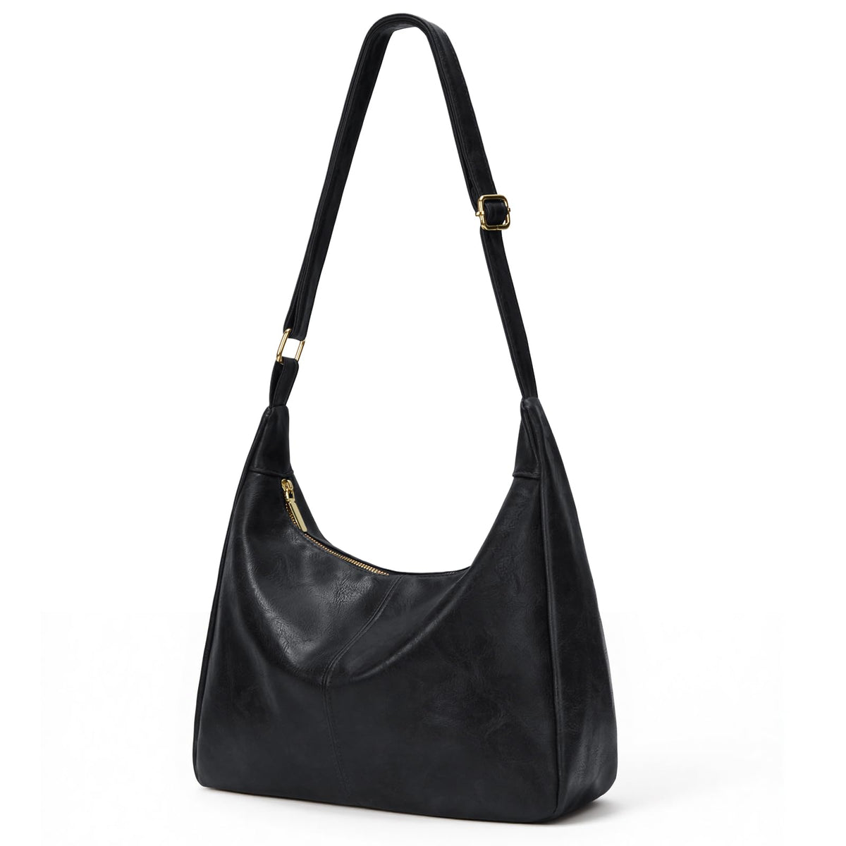 AnBlack Shoulder Bags for Women Leather Crossbody Bags Slouchy Hobo Bag Purse Daily Slouchy Tote Purses(Black)