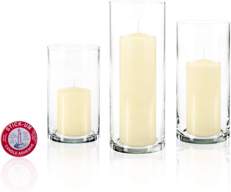 yummi Set of 36 Slim Pillars and Cylinder Vases - Buttercup