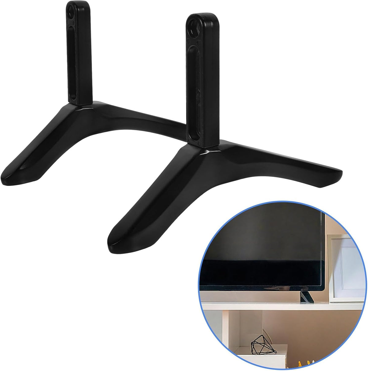 SHINYPASING Tv Table Support Base Stand with Screws Black Non-Drill Desktop Holder Bracket for Flat Screen Tvs Suitable