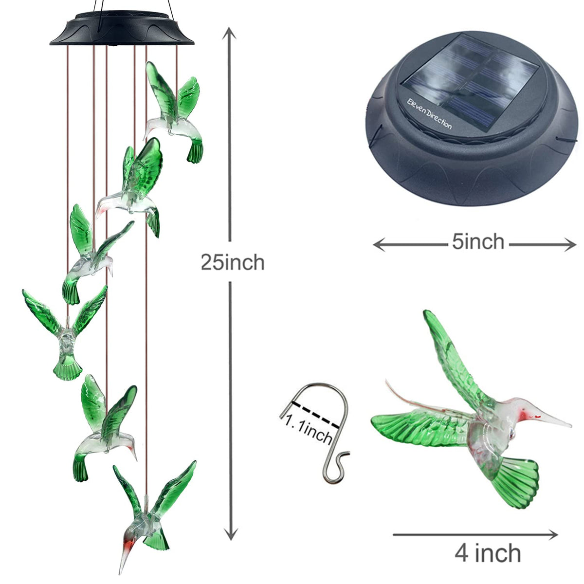 Hummingbird Solar Chimes,Unique Birthday Gifts for Women/Mom/Grandma,Best Idears Grardening