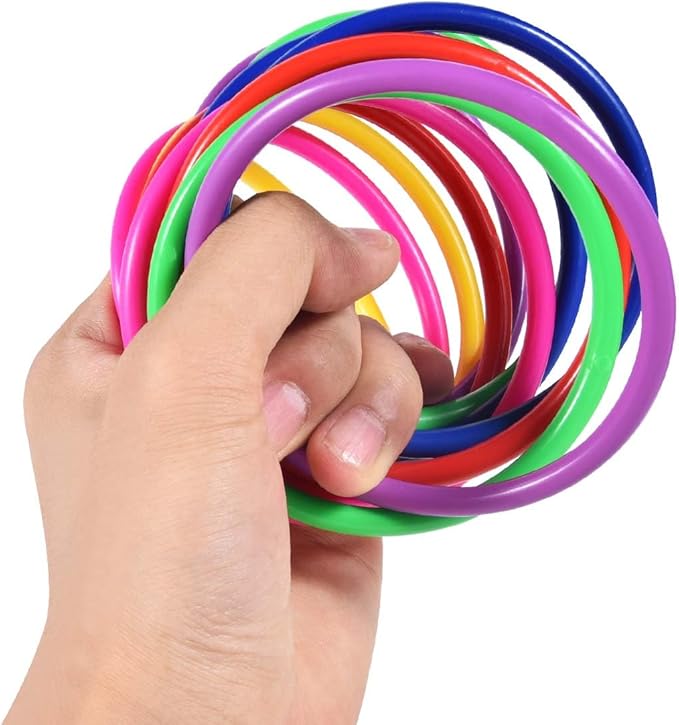 OBTANIM 24 Pcs Plastic 3 Inch Ring Toss Game for Kids and Outdoor Toss Rings for Speed and Agility Practice Game, Random Colors
