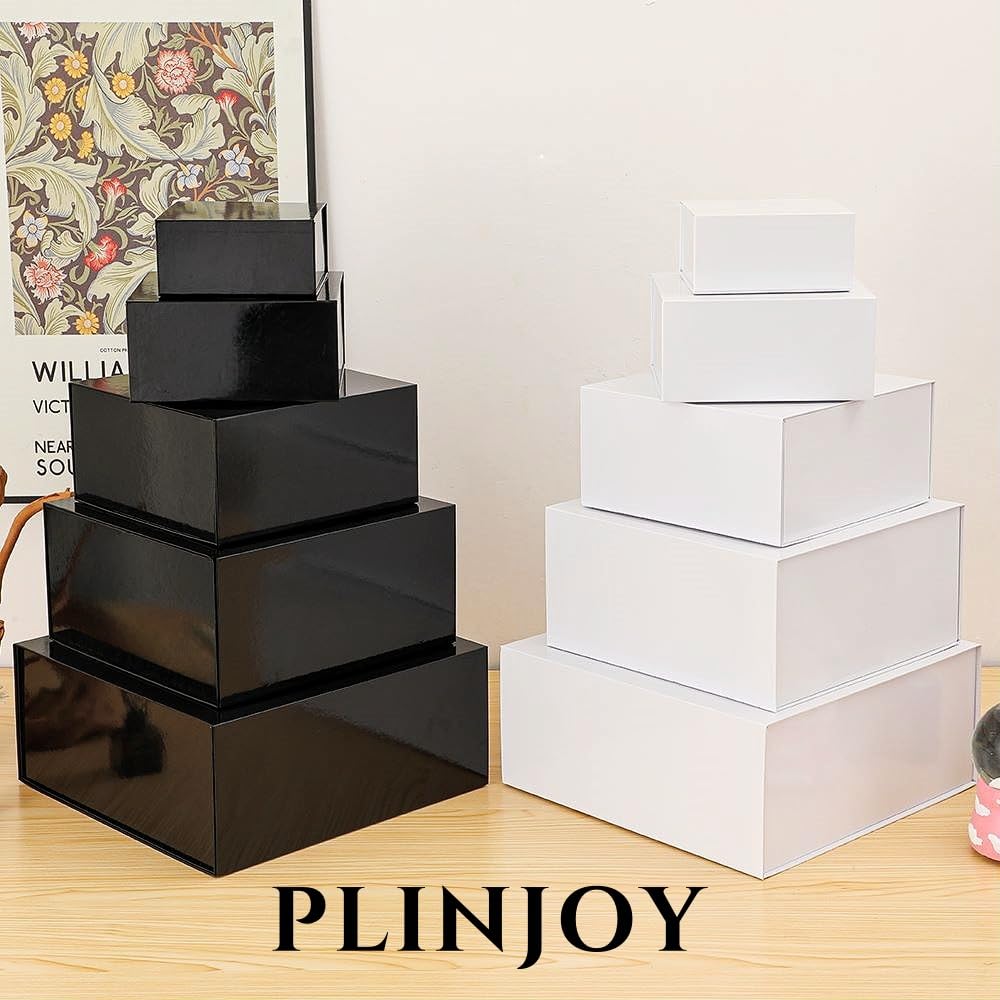 PLINJOY Magnetic Gift Box 15 Pack White Small Gift Box with Lids Closure in Bulk, Luxury Cardboard Gift Boxes for Presents,Bridesmaid Proposal,Packaging for Small Business,Parties,Bulk 8x8x4