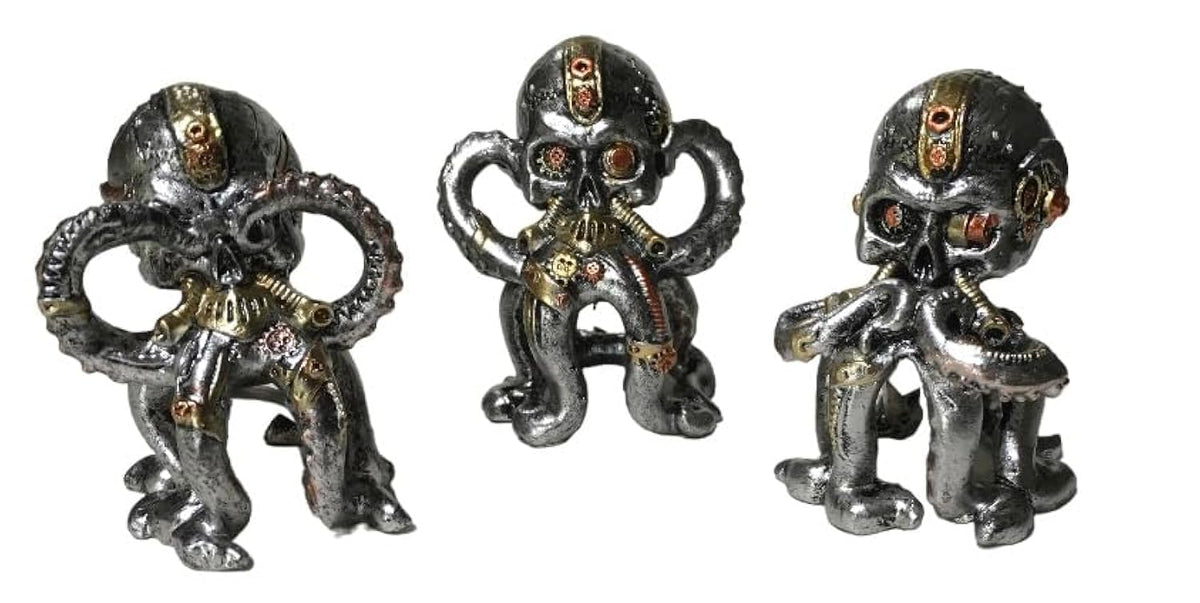 Hear See Speak No Evil Figurine Steampunk Octopus Home Decorative Polyresin