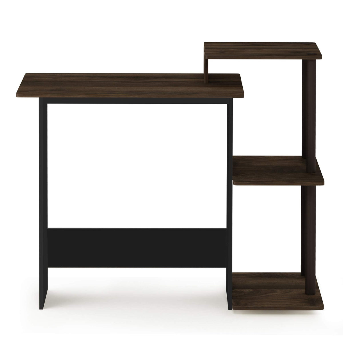 Furinno EFFICIENT Desk, 28.6" Wide Gaming Desk with 3 Open Side Shelves, Laptop Notebook Computer Desk, Office Desk for Home Office, Study Room, Dorm, Bedroom, Columbia Walnut