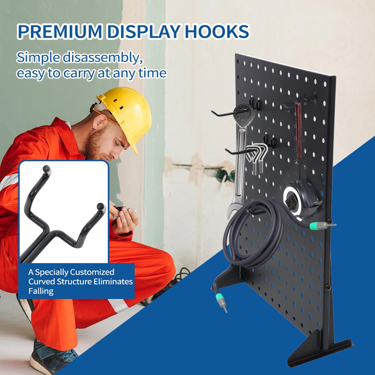 2Pcs Metal Pegboard Display Stand with 24 Peg Hooks for Craft Shows & Fairs,Black Jewelry Retail Display Rack for Selling Accessories,Display Stands for Earring,Pin Stands,Retail Vendors(16*12inch)