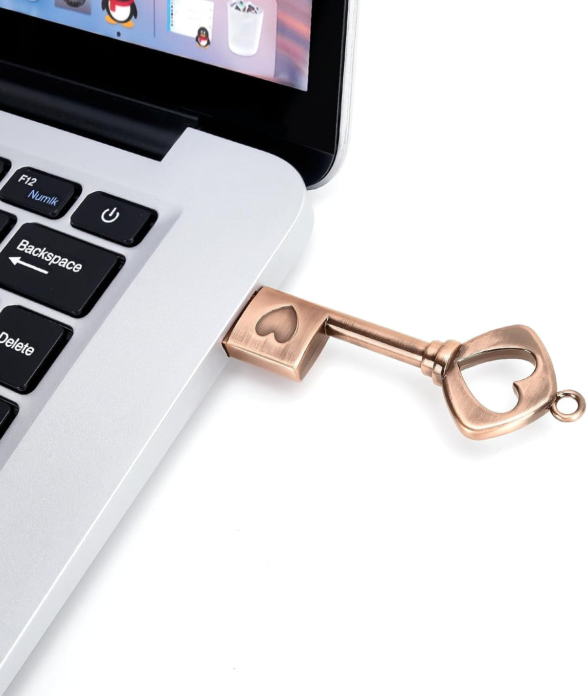 BORLTER CLAMP 32GB 2.0 USB Flash Drive, BorlterClamp Memory Stick Retro Metal Love Heart Key Shaped Thumb Drive