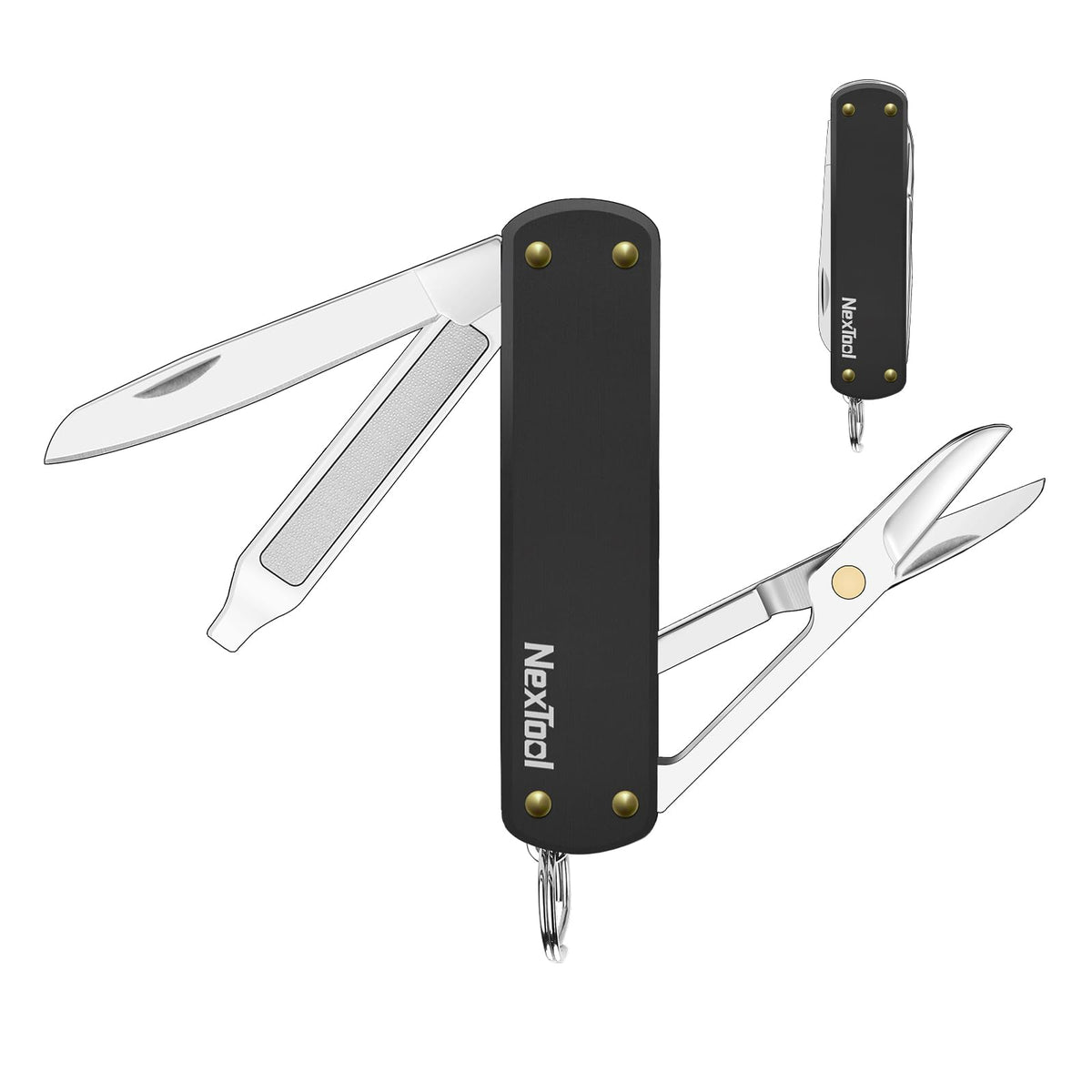 NexTool Keychain Knife, 5 in 1 Mini Multitool Key Chians, Small Pocket Knife with Key Ring, Scissors, Screwdrivers and Nail File, Cool Gadget Gifts for Men Women Dad Boyfriend Everyday Carry(Black)