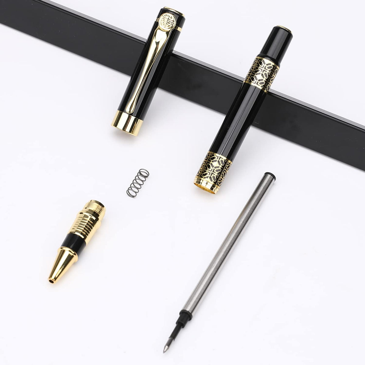 YIVONKA Ballpoint Pen Black Refill,Classical retro style Luxury Pen,Best Ball Pen Gift Set for Men & Women Professional Executive,Office,Nice Pens Classy Gift Box (2 Pack Black)