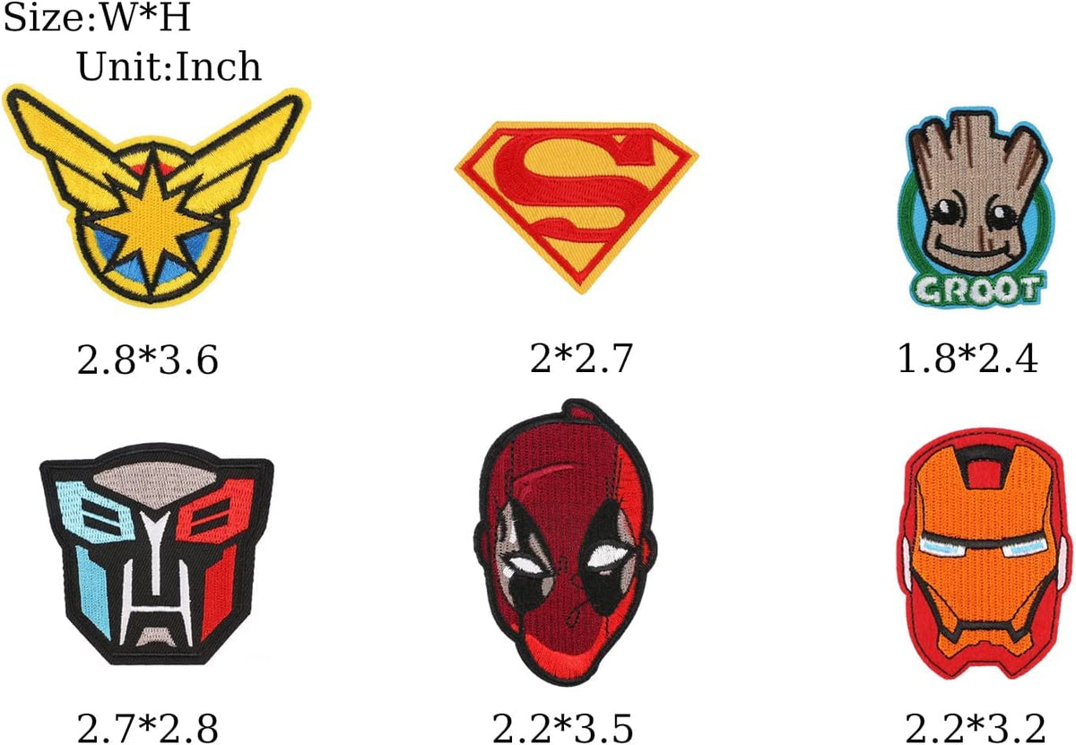 20 Pieces Superhero Patches Embroidered Applique Patches,Iron on/Sew on Patches Fabric Repair Patch for Kids Adult Clothes Jeans Jackets Hats Shoes Backpacks