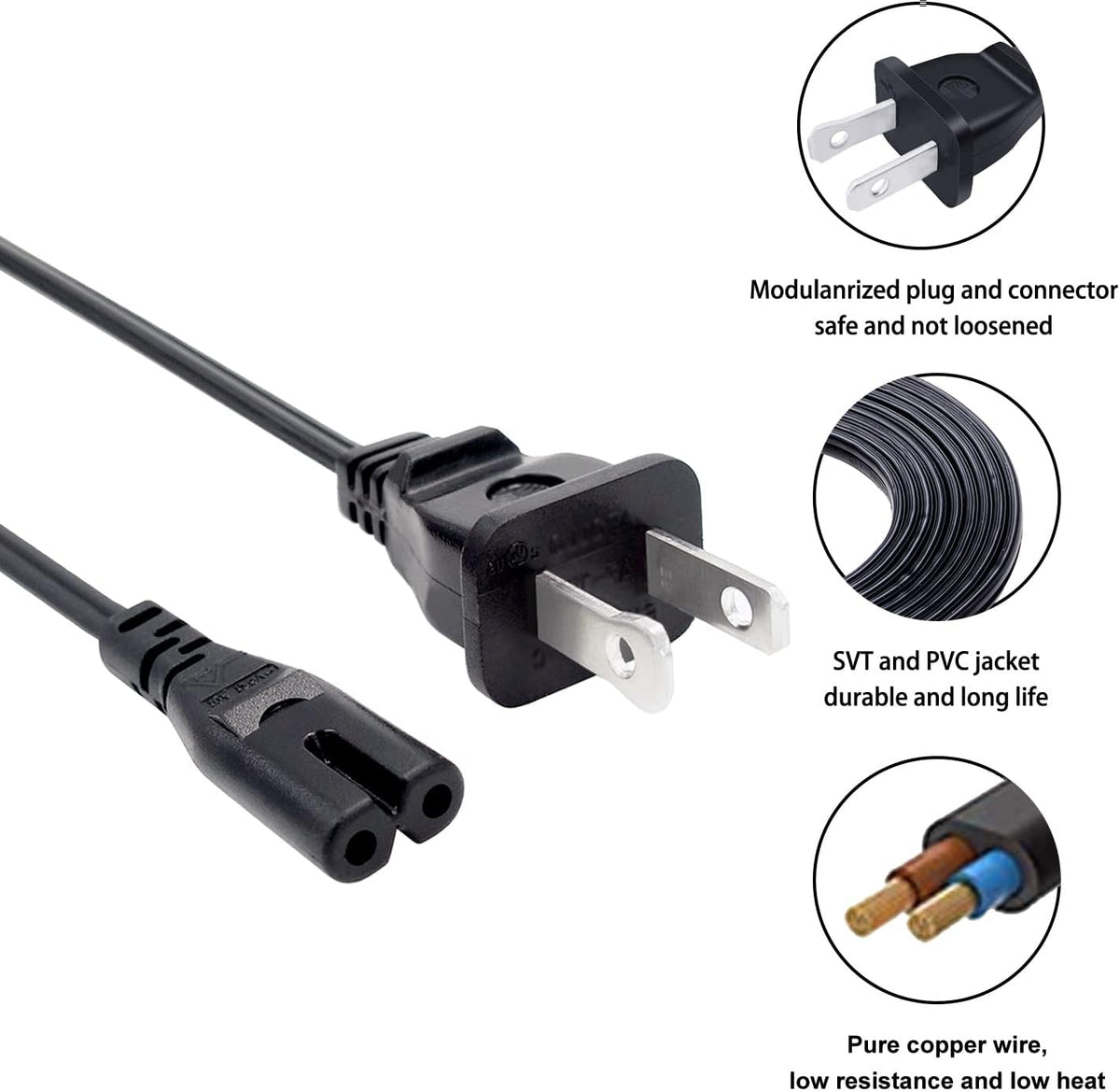 Saireed 8ft 2 PS-WM20 HW-K370 HW-Q90r C7 Prong Power Cord Replacement for Samsung Soundbar Subwoofer Sound Bar Surround