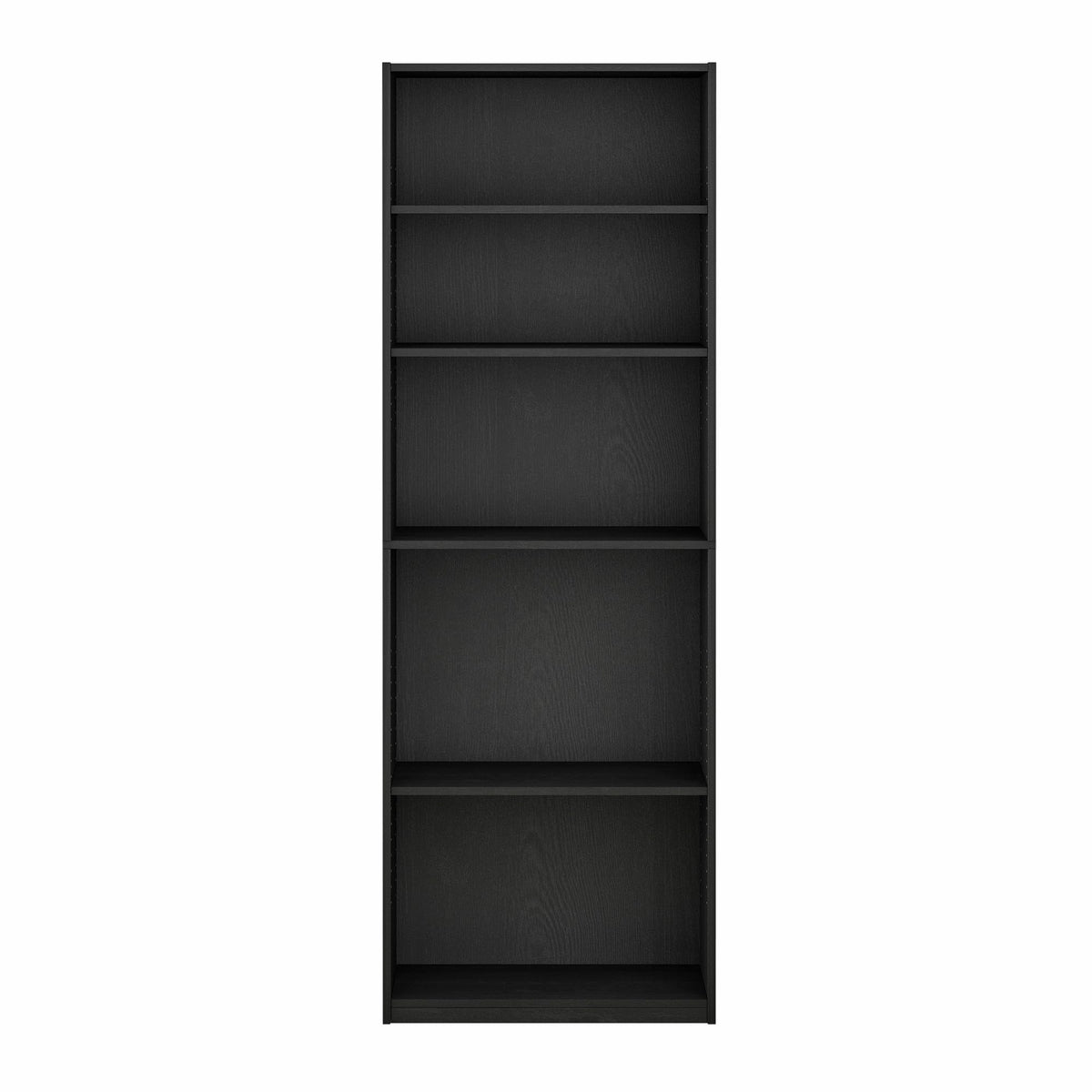 Furinno Jaya Book Shelf, 5-Tier Bookshelf, Bookcase with Adjustable Shelves, 9.5 x 24.5 x 71.2, for Organization and Storage, for Living Room, Bedroom, Home Office, Blackwood