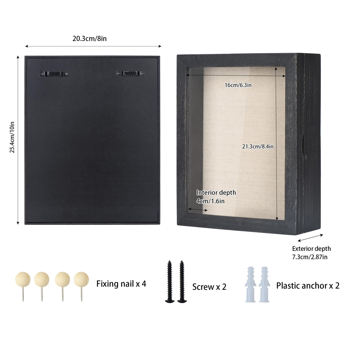 Love-KANKEI Shadow Box Frame 8x10 Shadow Box Display Case with Linen Back Memorabilia Awards Medals Photos Memory Box Gift Rustic Black