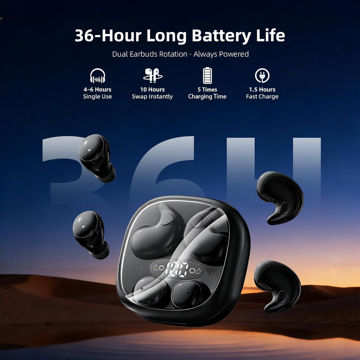 CUAUUO Flat Sleep Earbuds Mini Invisible Tiny Wireless Ear Buds, Wireless Hidden Small Sleeping Headphones for Side