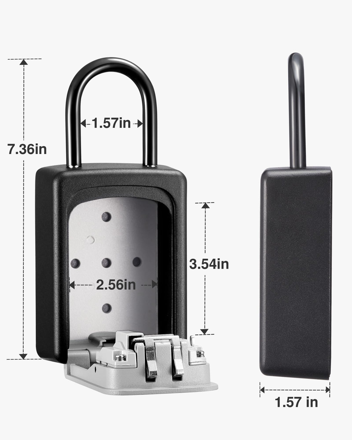 Puroma Lock Box, Large Key Lock Box Resettable Combination Code Lockbox, Portable Wall Mount Lockbox Security Safe Box for Outside Outdoor Home Office Door Handle House Key, Gray (1 Pack)