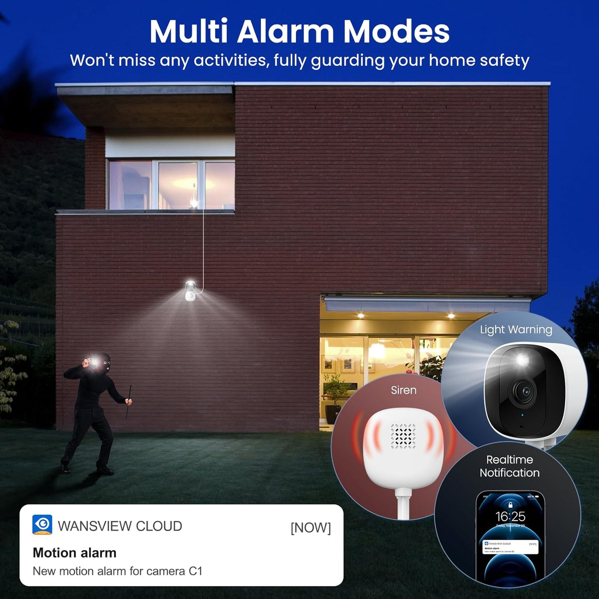 AOQEE 2K 24/7 (C1-White-3pack-2.4G) Cameras for Home Security-Outdoor/Indoor Camera for Dog/Cat/Pet/Nanny/Baby/Elderly
