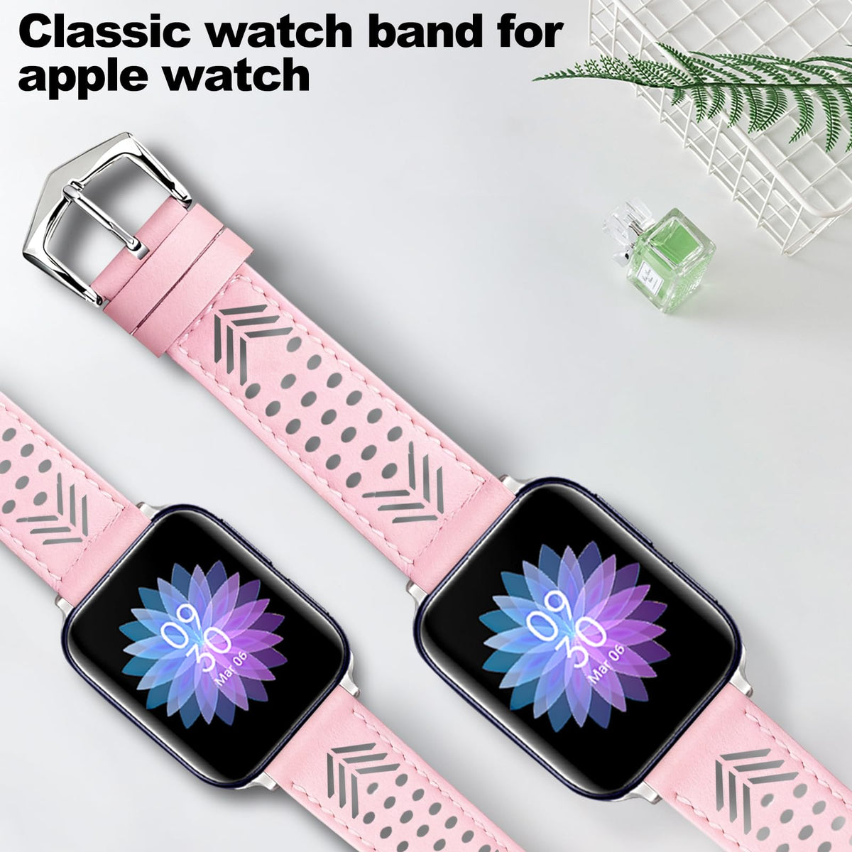 Hollow-out Genuine Leather Watch Band for Apple Watch, Dressy Strap for Women Lady Small Wrist, Compatible with Apple Watch Series 11 10 9 8 7 6 SE 3 2 1 Ultra 38mm 40mm 41mm 42mm 44mm 45mm 46mm 49mm