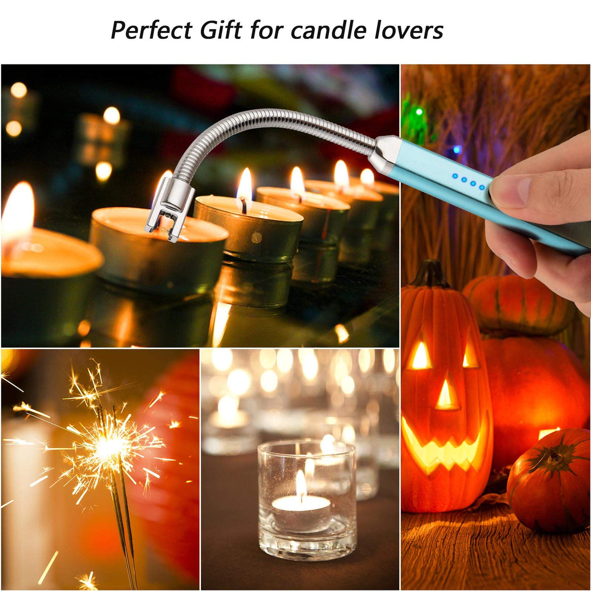 MEIRUBY Electric Candle Lighter, Valentine's Day Gifts for Women Mom Men Wife, USB Arc Rechargeable Windproof Long Lighter for Candle BBQ Birthday Housewarming Gift Idals