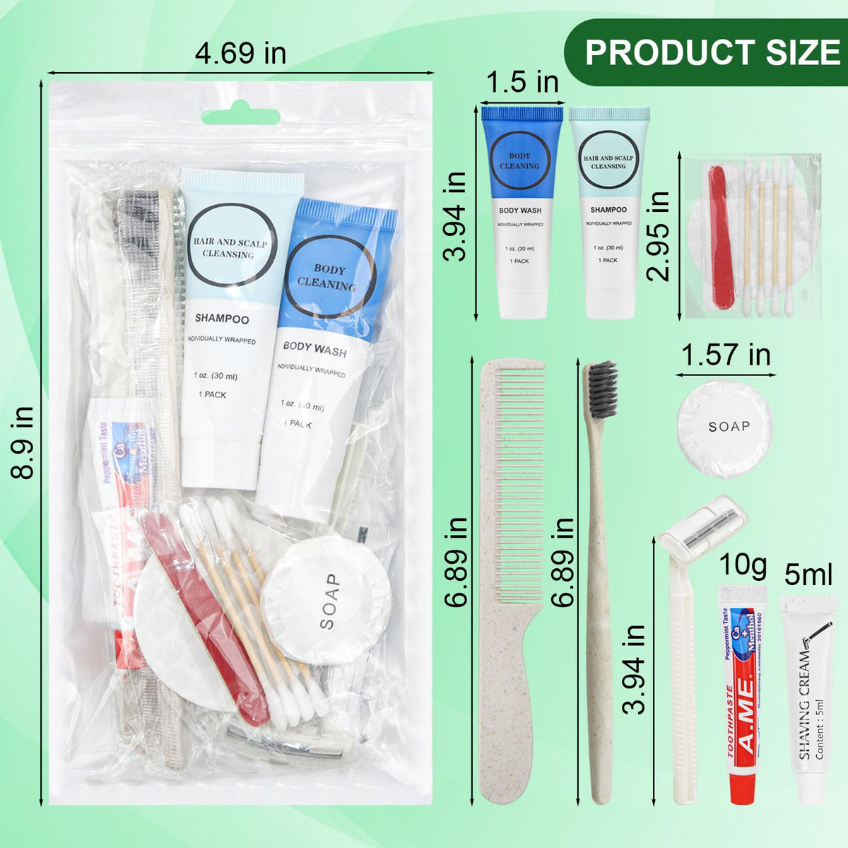 Toiletry Kits Homeless Personal Hygiene Care Package Kits Supplies In Bulk, Disposable Travel Size Essential Women Men Toiletries Set for Hotel,Charity,Camping,Travel (7.1 Inch, 40, Count)