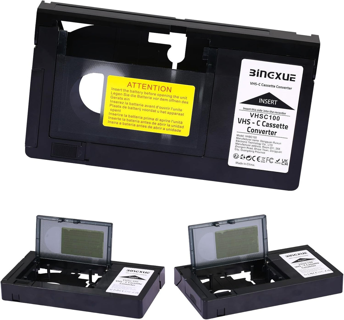 Bingxue Cassette 12mm, Cassette 8mm Hi8) Adapter for Camcorders SVHS VHS-C to VHS, Compatible Motorized VHS Converter