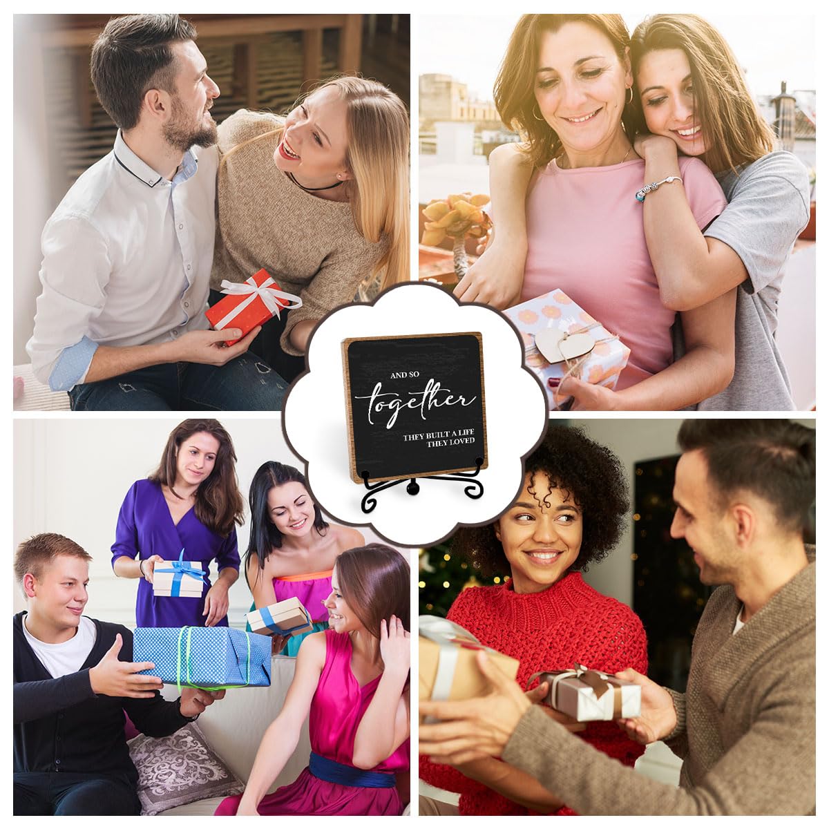 Home Wooden Decor Sign, Farmhouse Plaque with Stand, Warmth Housewarming Gifts for Women Men Family, Table Desk Cubicles Accessories for Living Room Bedroom Home Decorations