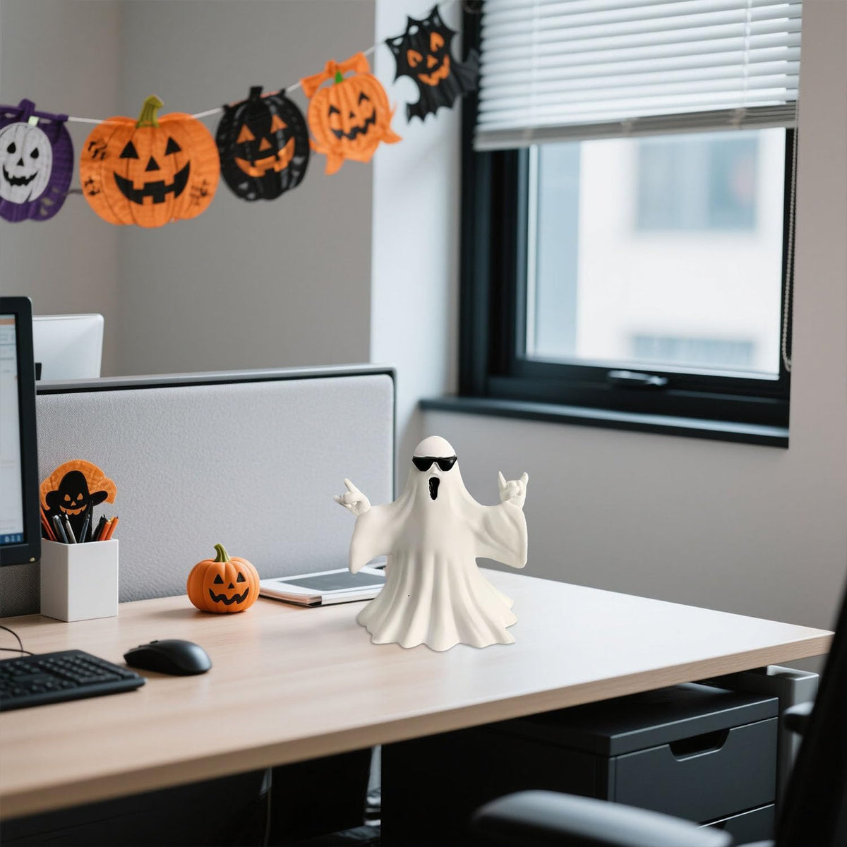 SHIFANQI Halloween Ghost Figurine - Spooky Resin Ghost Statue, Funny Cute Ghost Ornaments for Halloween Decorations, Porch and Indoor Home Office Desk Decor, Christmas,New Year’s Gifts