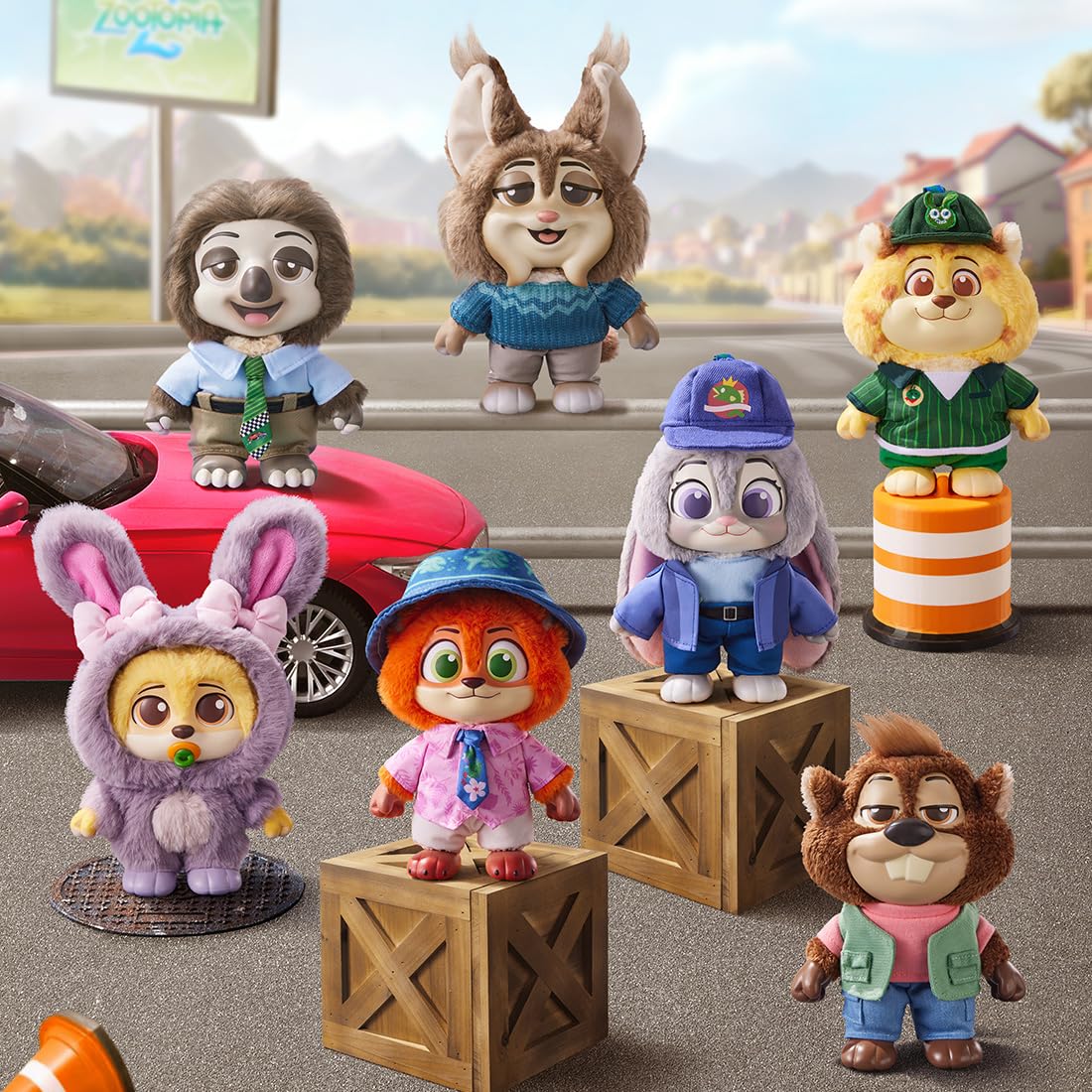 MINISO Disney Zootopia 2 City Residents Series Vinyl Plush Keychain Blind Box, Cute Animal Figure Charm Collectible Surprise Gift for Bag Decor, Random Single Box