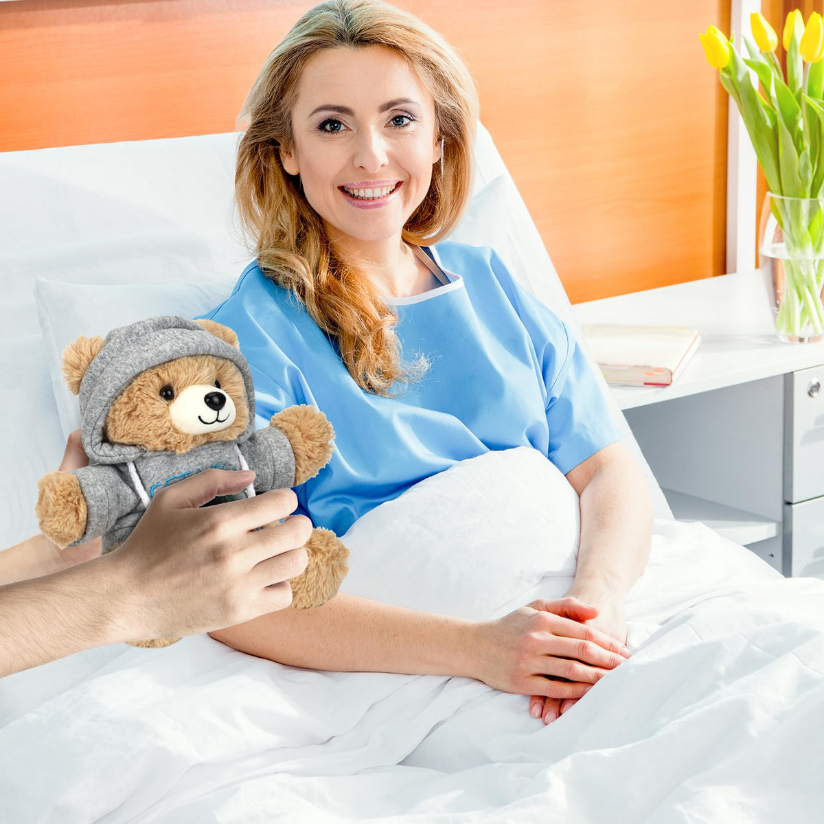 Osacoe Get Well Soon Teddy Bear Stuffed Animal with Gift Box Removable Hoodie for Comfort and Love, for Kids, Women & Men in Tough Time, Get Well Soon Gifts Basket with Beautiful Greeting Card