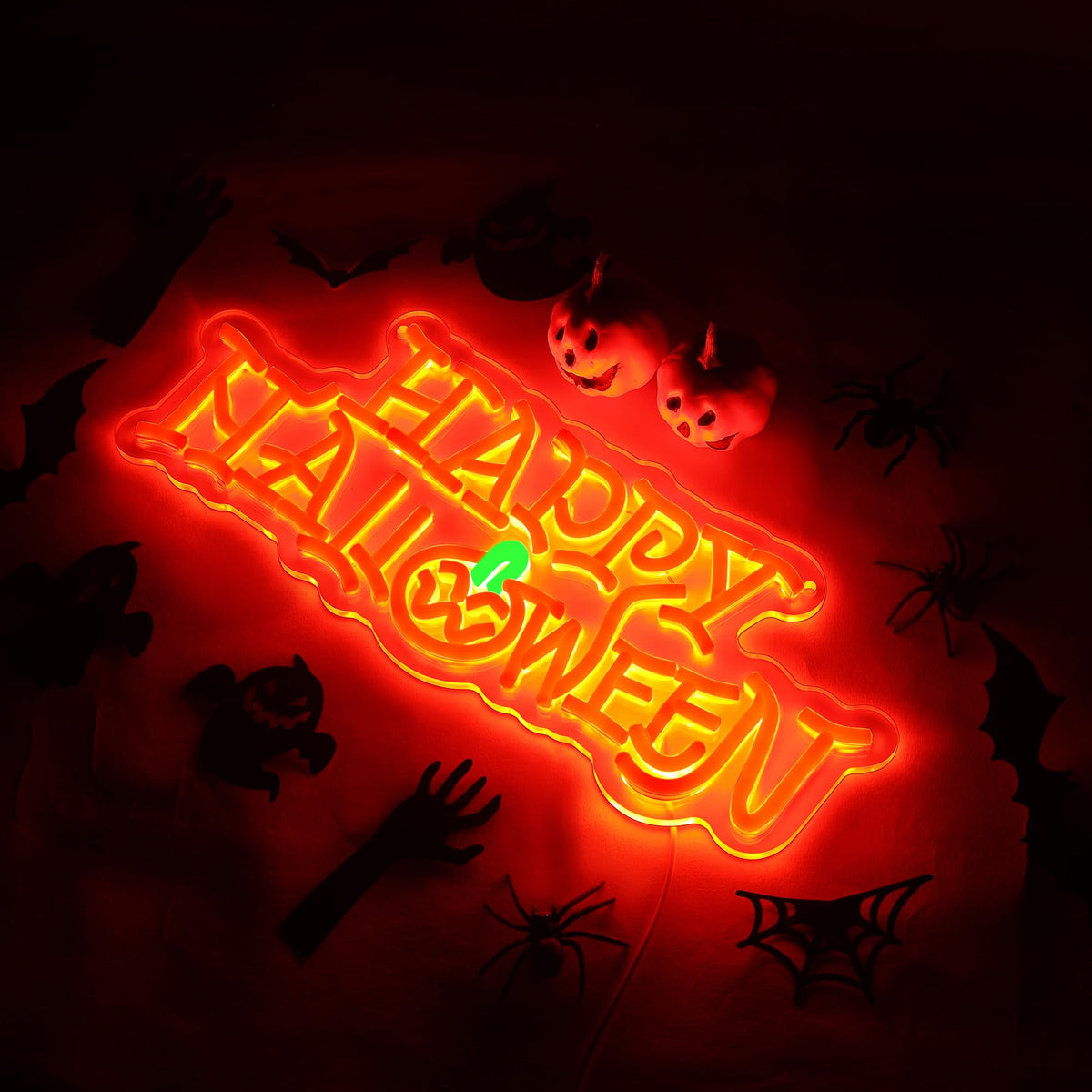 Happy Halloween Pumpkin LED Neon Lights for Wall Decor 16.1x6.1in USB Powered Halloween Neon Light Sign for Halloween Costume Party,Trick or Treat,Bar,Living Room Decoration Gifts