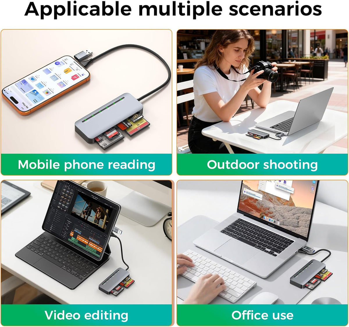 Rytaki Pro 6-in-1, 3.0 6 5Gbps 17-15 CFast Card Reader USB Multi Card Reader for CFast/CF/SD/TF/XD/MS, Simultaneous