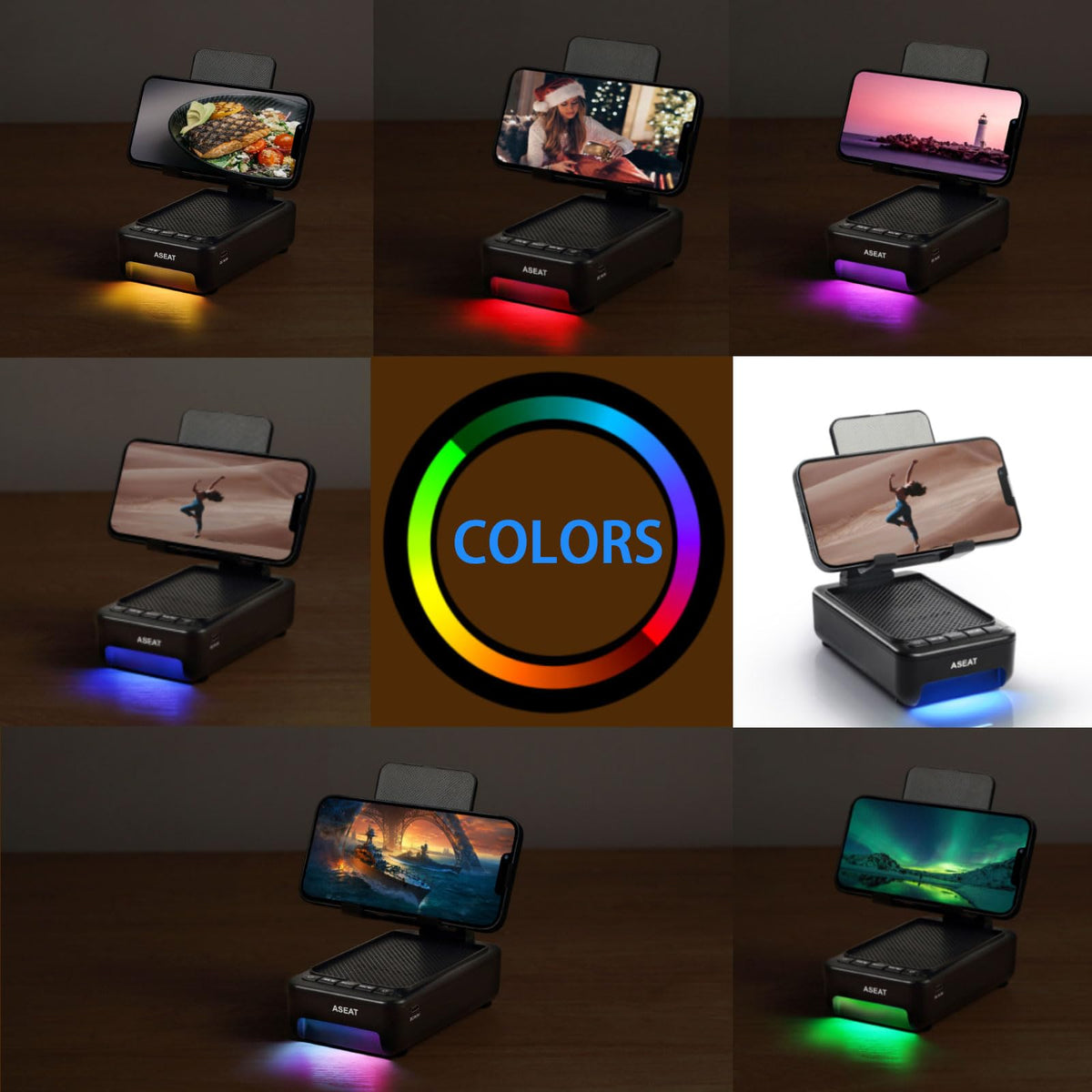 Gifts for Men Him, Cell Phone Stand with Bluetooth Speaker&Led Color Changing Light, Unique Gifts for Women Dad Her Husband, Cool Tech Gadget Wireless Speaker, Birthday Gifts for Men, Ideal Gifts