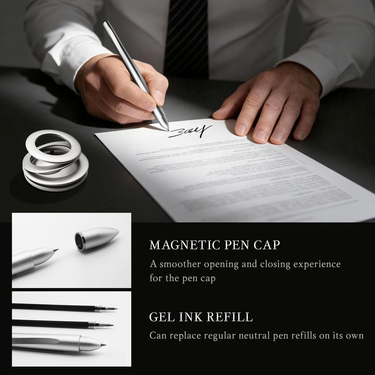 Ovatt Hoverpen Interstellar - Space Silver, Ballpoint Pen, Unique Conversational Starter, Premium Futuristic Design, Precision Flow Ink, Schmidt Ballpoint Cartridges (Silver)