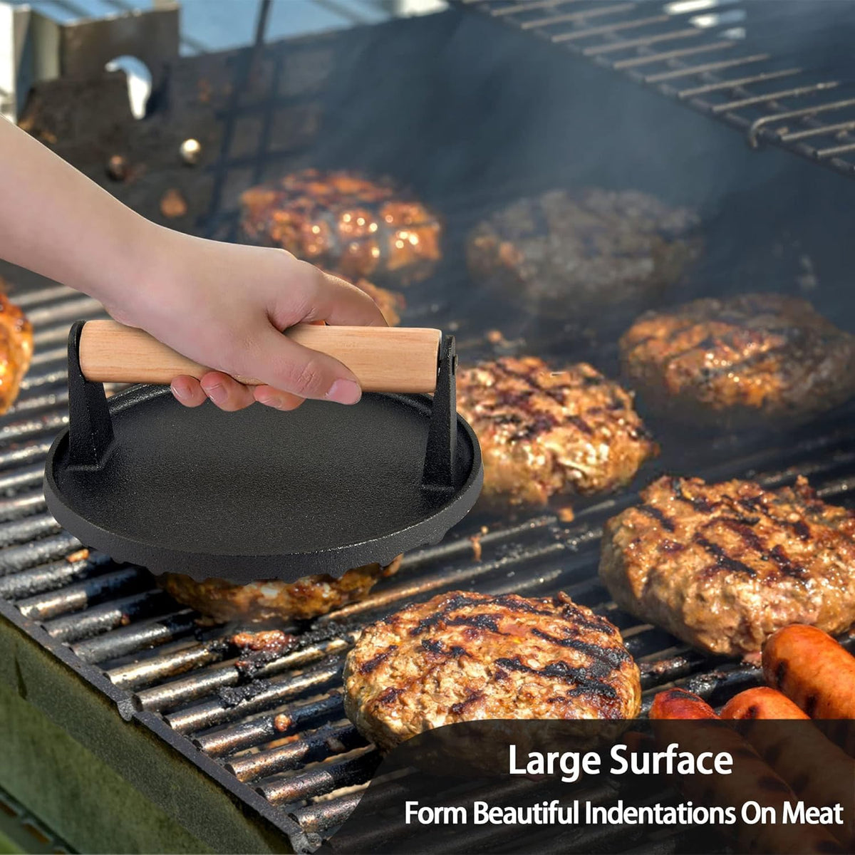 BBQ Accessories 12 Inch Round Stainless Steel Basting Cover - Cheese Melting Dome Round Cast Iron Grill Press Kit for Hamburger Bacon Steak, Best fits for Blackstone Camp Chef Flat Top Griddle Grill