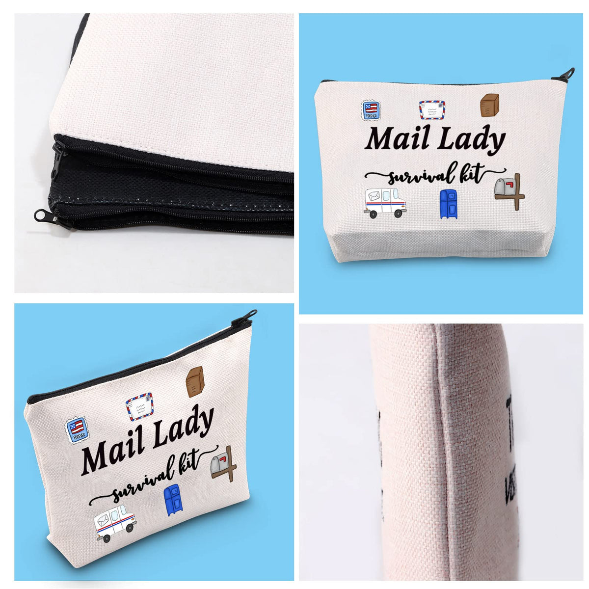 GJTIM Mail Lady Survival Kit Postal Worker Gift Zipper Pouch Makeup Bag Appreciation Gift for Mail Carrier Mailman (Survival Mail Lady Bag)