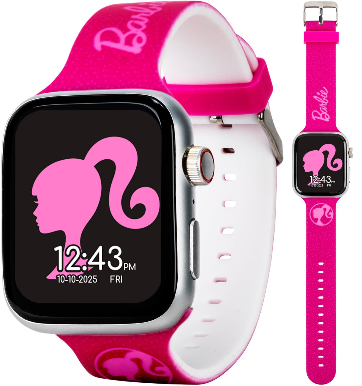 Barbie Kids Smart Watch – Touchscreen Smartwatch with Camera, Activity Trackers, Pedometer, Music, Stopwatch, and Glitter Silicone Strap – Fits Wrists from 5.5" to 8"