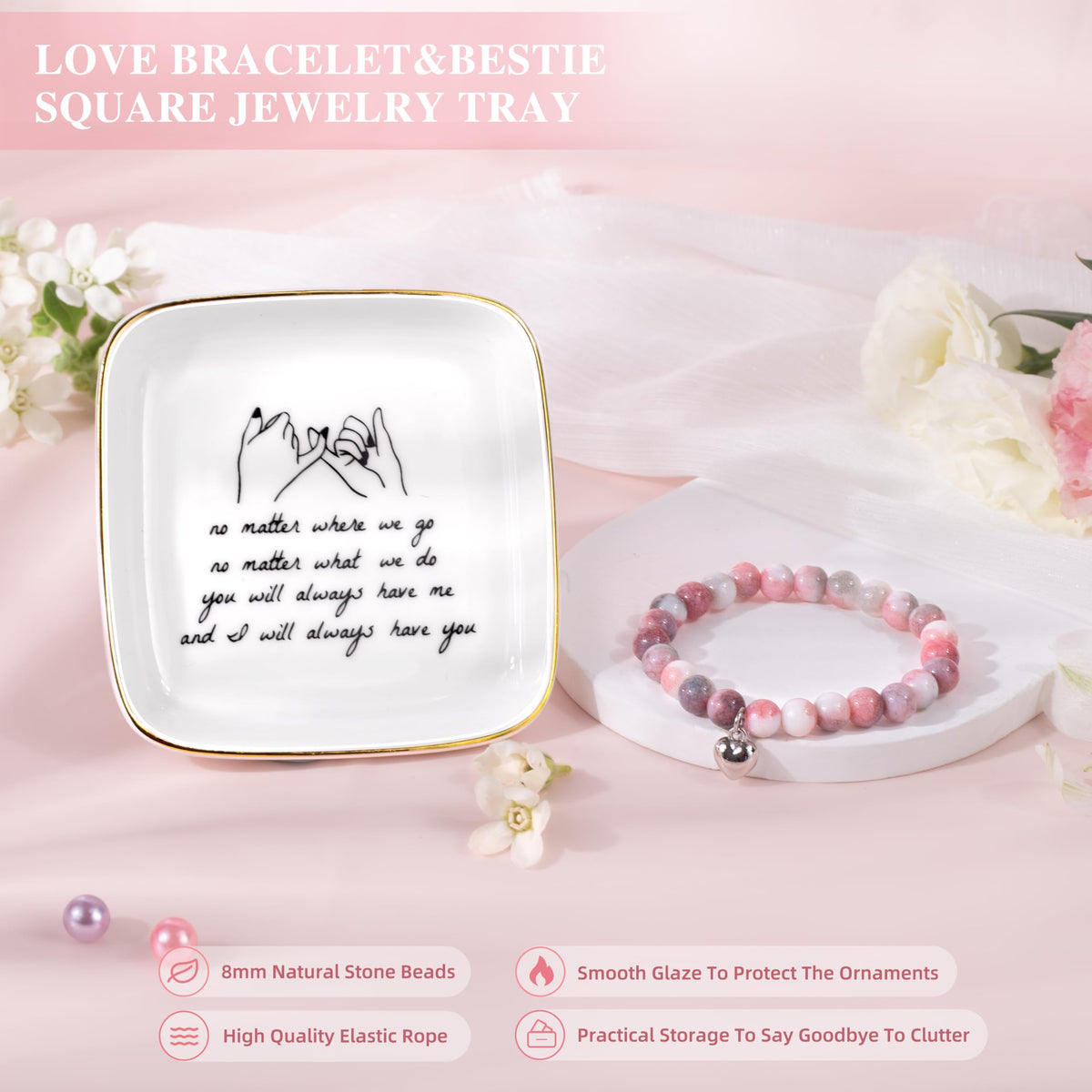 Lepiche Birthday Gifts For Women Friendship Best Friend Christmas Gifts For Women Sister Bestie Bff - Coffee Mug, Bracelet, Key-Chain, Scented Candle