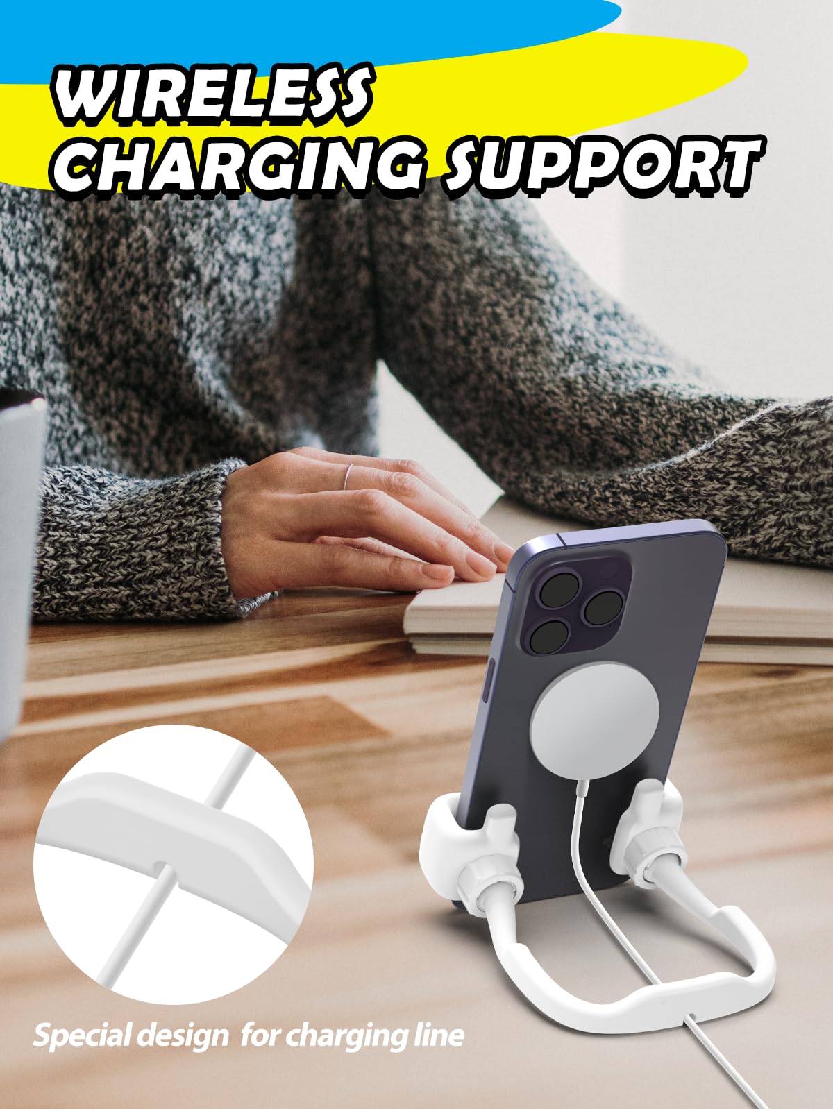 Gifts for Teens Boys Girls Adults Cell Phone Stand: UPGRADE Adjustable Thumbs Up Lazy Phone Holder for Desk Cool Gadgets for Men Women Adults Husband Wife Dad Him Fun Stocking Stuffers Birthday Gift