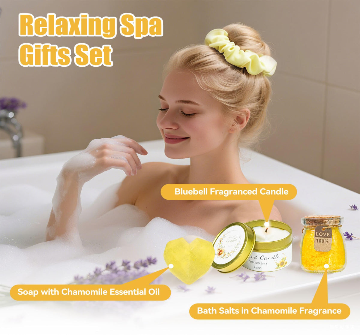 Mother's Day Gifts for Mom, 17pcs Relaxing Spa Gifts Set for Girls, Sisters, Mom, Sunflower Self-Care Package, Sending Sunshine Get Well Gifts for Women, Perfect Basket for Birthday & Mother's Day
