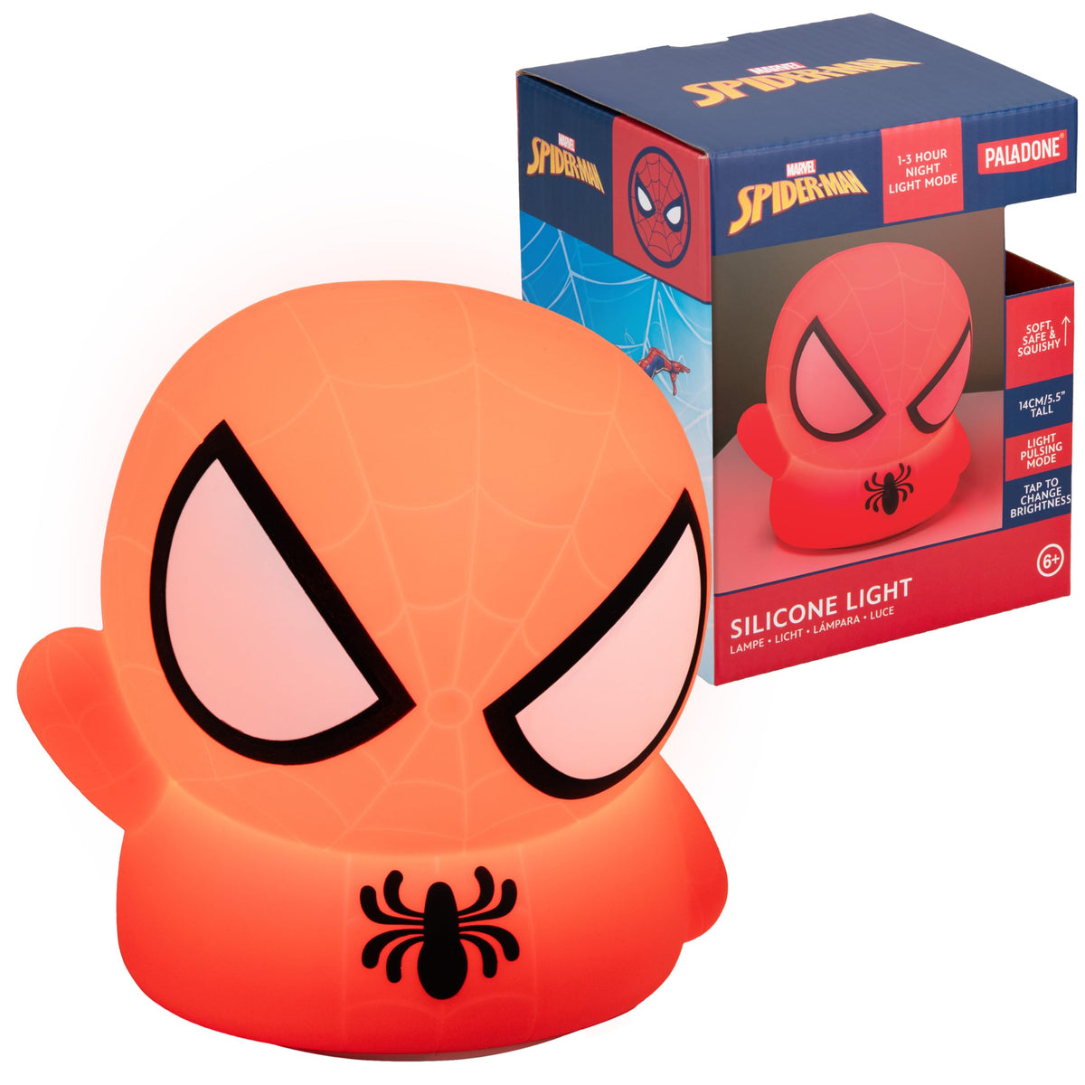Paladone Spiderman Squishy Lamp - Officially Licensed Disney Free Standing Desk Light, Gaming Room Decor and Merchandise for Boys and Girls, Nightlight Gift Accessory for Playroom and Bedroom