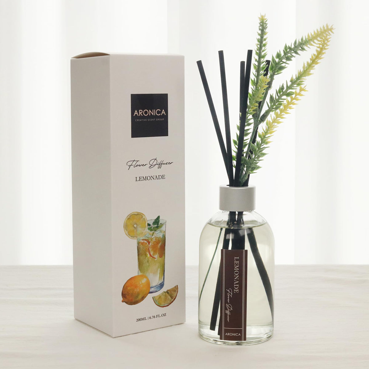 Aronica Lemon Scented Air Freshener, Reed Diffuser Scent for Apartment, Lemon Infussd Room Freshener, Citrus House Scent, New Apartment Essentials, House Warming Gifts New Home