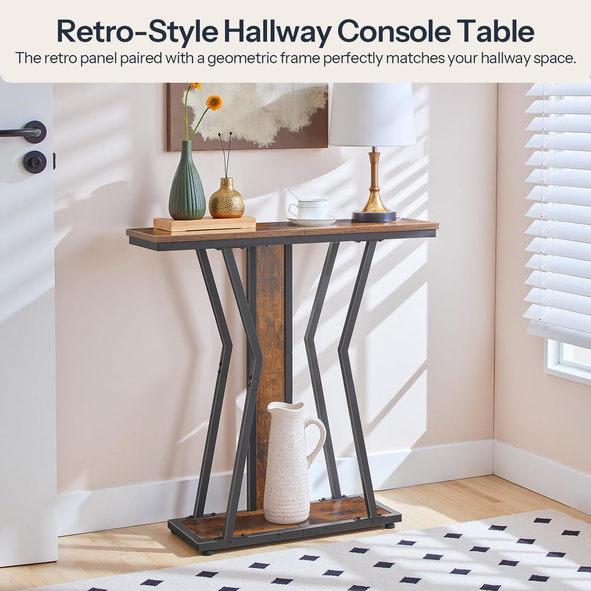 HOOBRO Narrow Console Table Bundle, Small Entryway Table with Storage, Sofa Side Display Table, for Hallway, Bedroom, Living Room, Foyer BF75XG01-BF66XG01