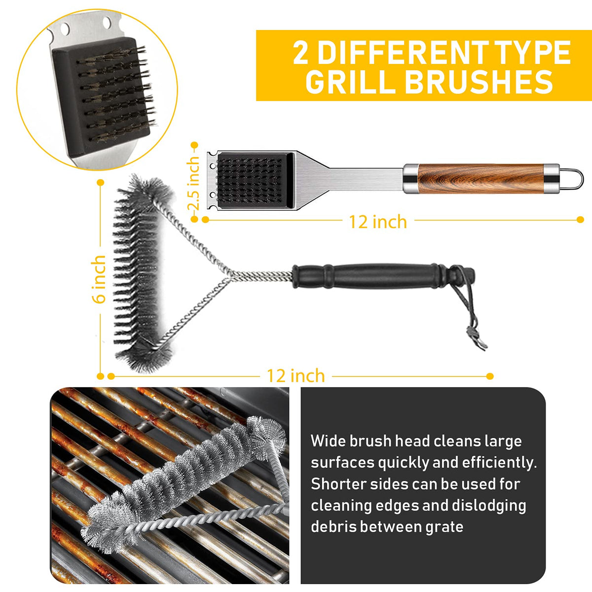34Pcs Grill Accessories Grilling Gifts for Men, 16 Inches Heavy Duty BBQ Accessories, Stainless Steel BBQ Tools with Thermometer, Grill Mats for Backyard, BBQ Gifts Set for Men Women