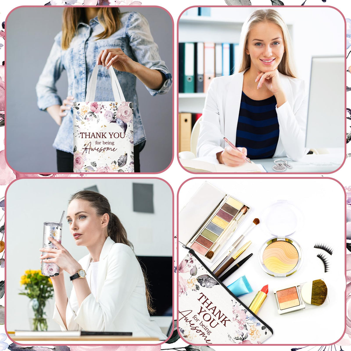 Wiwiqing 6 Pcs Employee Appreciation Gifts for Women, Thank You Gift Set for Coworker, Staff, Teacher, Nurse, Team Recognition Gifts for Work Anniversary, Farewell, Promotion(Chic Style)