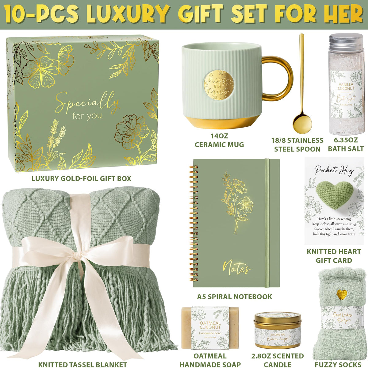 Self Care Gifts for Women Get Well Soon Gift Baskets, Mothers Day Birthday Gifts for Women Spa Care Package, Sympathy Inspirational Thinking of You Gift Set for Mom Her Wife Girlfriend Sister Friend