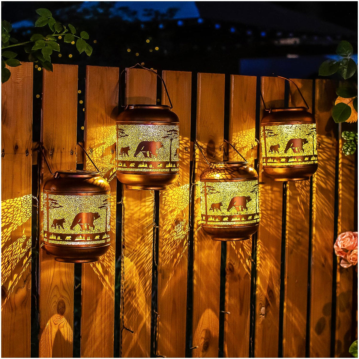 Mothers Day Gifts for Mom Bear Solar Lanterns Outdoor Waterproof,Hanging Solar Lights Bear Gifts for Women Men Metal LED Decorative Light for Yard,Patio,Lawn,Tabletop,Pathway,Landscape,Garden Decor