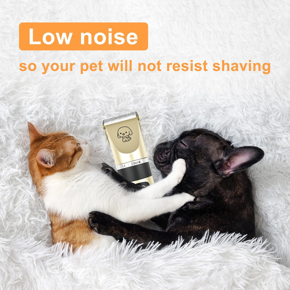 FrutPunch Dog Grooming Kit, Cordless Dog Clippers, Electric Shaving, Low Noise Rechargeable Dogs Hair Trimmer, with a Shaving Head for Feet, Suitable for Cats and Dogs, 2000MA