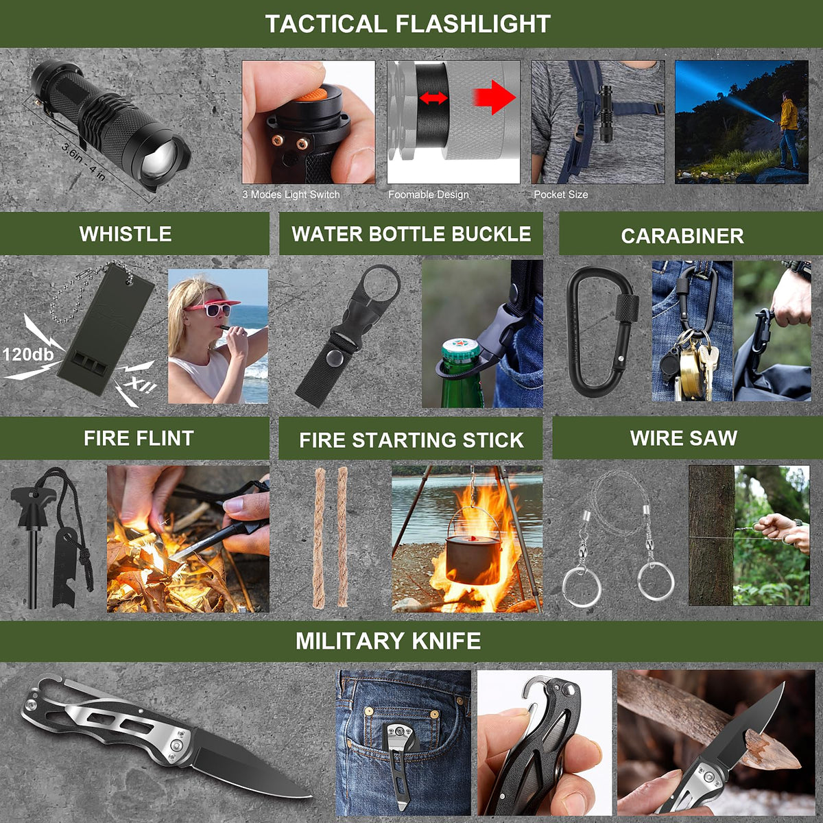Gifts for Men Christmas Dad, Survival Kit, 150 PCS Survival Gear and Supplies Equipment with Trauma Bag, Molle Pouch Emergency Kit for Outdoor Camping, Hunting, Car, Home, Earthquake, Adventures